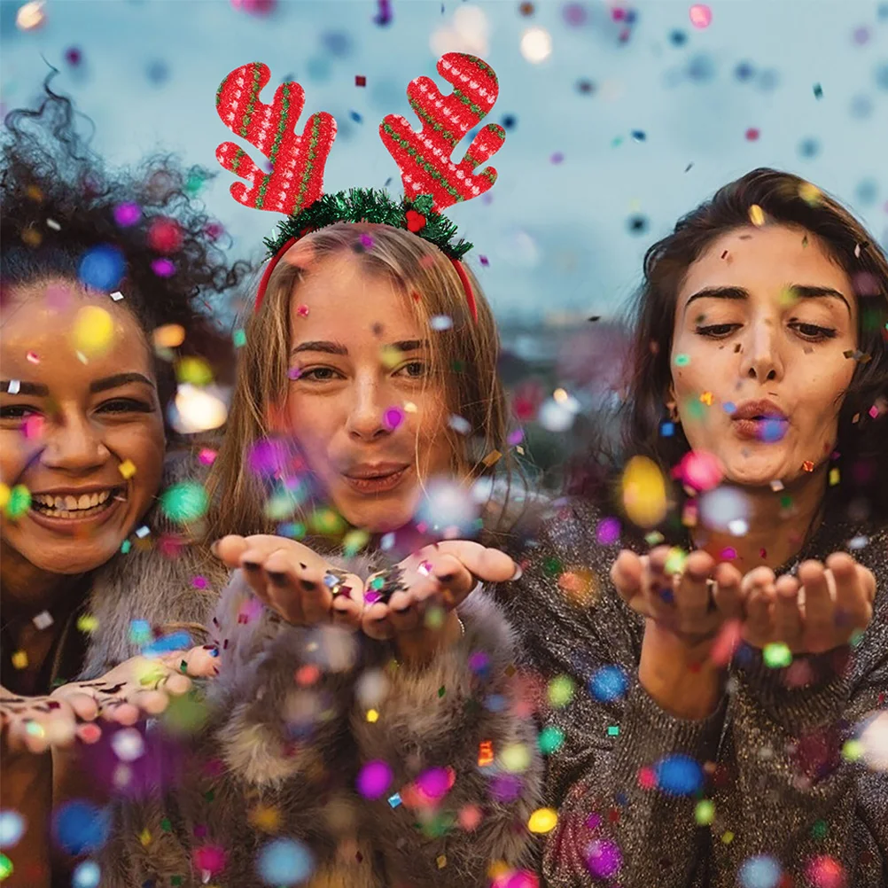 

2 шт., рождественская повязка на голову с рогами оленя, красочные регулируемые праздничные головные уборы, рождественские аксессуары для волос, праздничные рога оленя