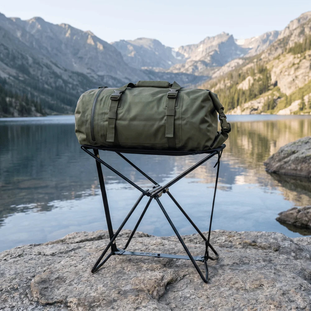 Steel Frame Camp Chair X Frame Stable Structure Portable Canvas Seat Wear Resistant Compact Lightweight Build
