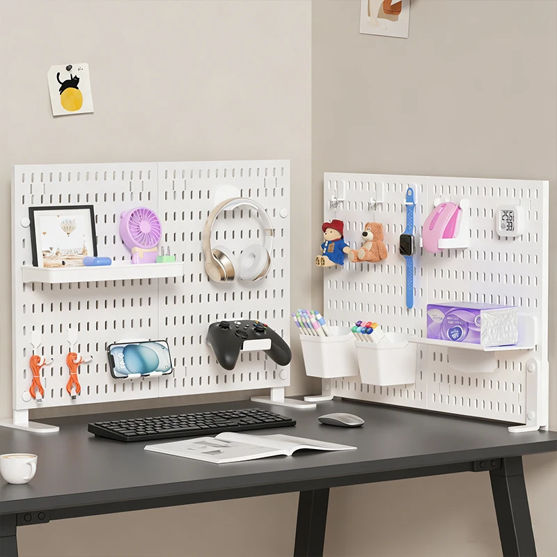 Maximize Desk Organization | Modular Plastic Pegboard System – Freely Attach Hooks, Bins, Shelves & Baskets