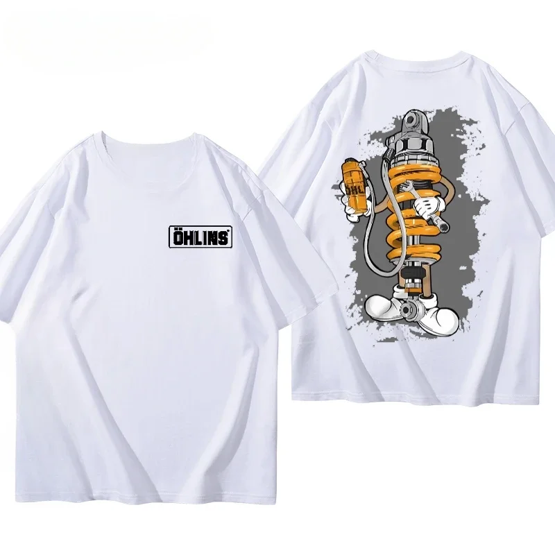 

2025 OHLINS Motorcycle Shock Absorbers Modified Cotton Printed Short Sleeves for Men and Women High-quality Luxury Edition