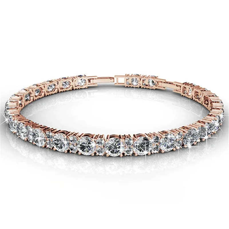 

Tenнисный браслет Daisini, украшенный кристаллом премиум-класса из качественной латуни Сваровски, белое золото 18 карат, персонализированный