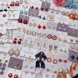 10 Pairs Sweet Romantic Mixed Material Flower Women's Earrings Luxury Mixed Style Multi Piece Set Earrings Fashion Jewelry Gifts