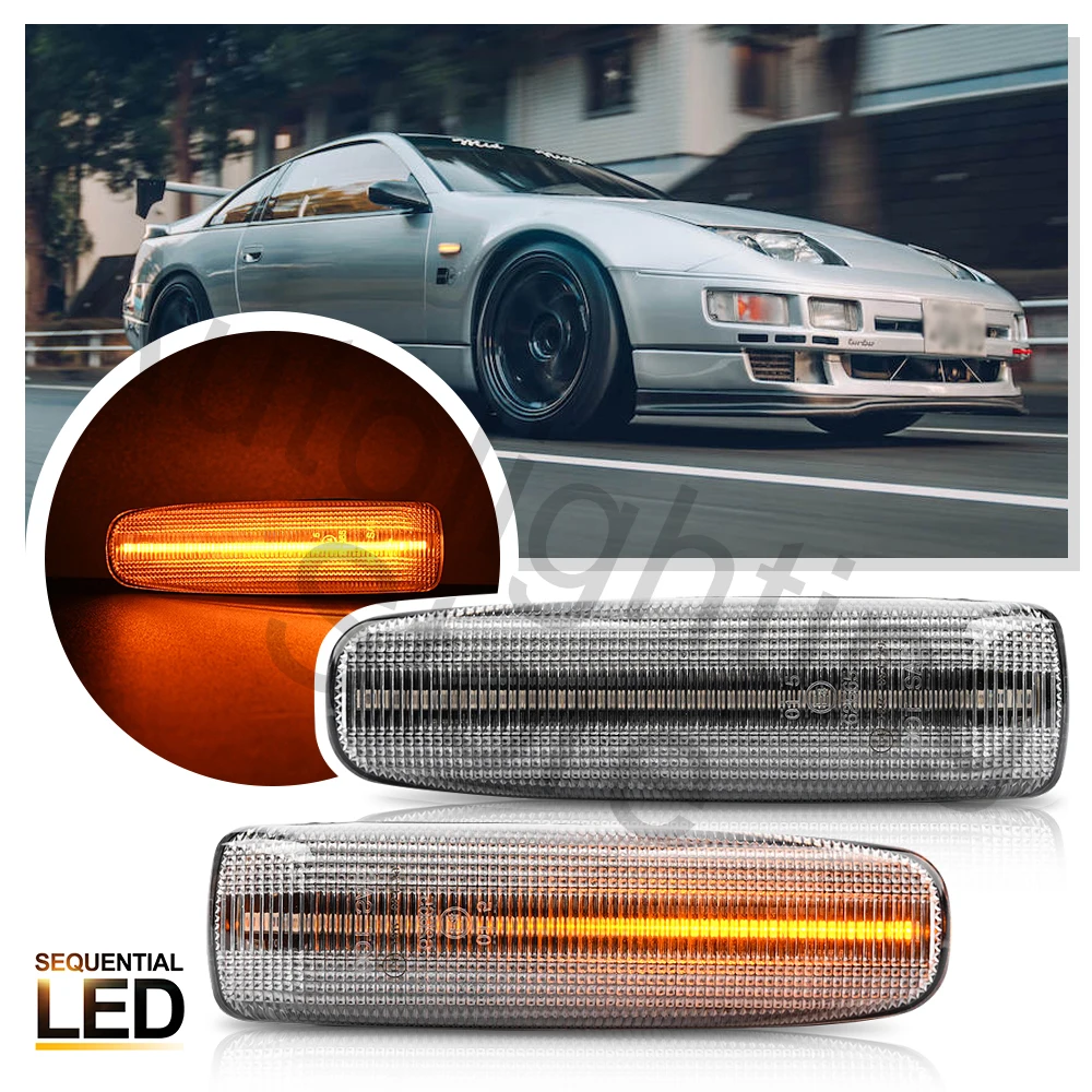 2PCS Led Side Marker Light For 1990 1991 1992 1993 1994 1995 -2000 NISSAN 300ZX (JP) turn signal light Sequential Replace OEM