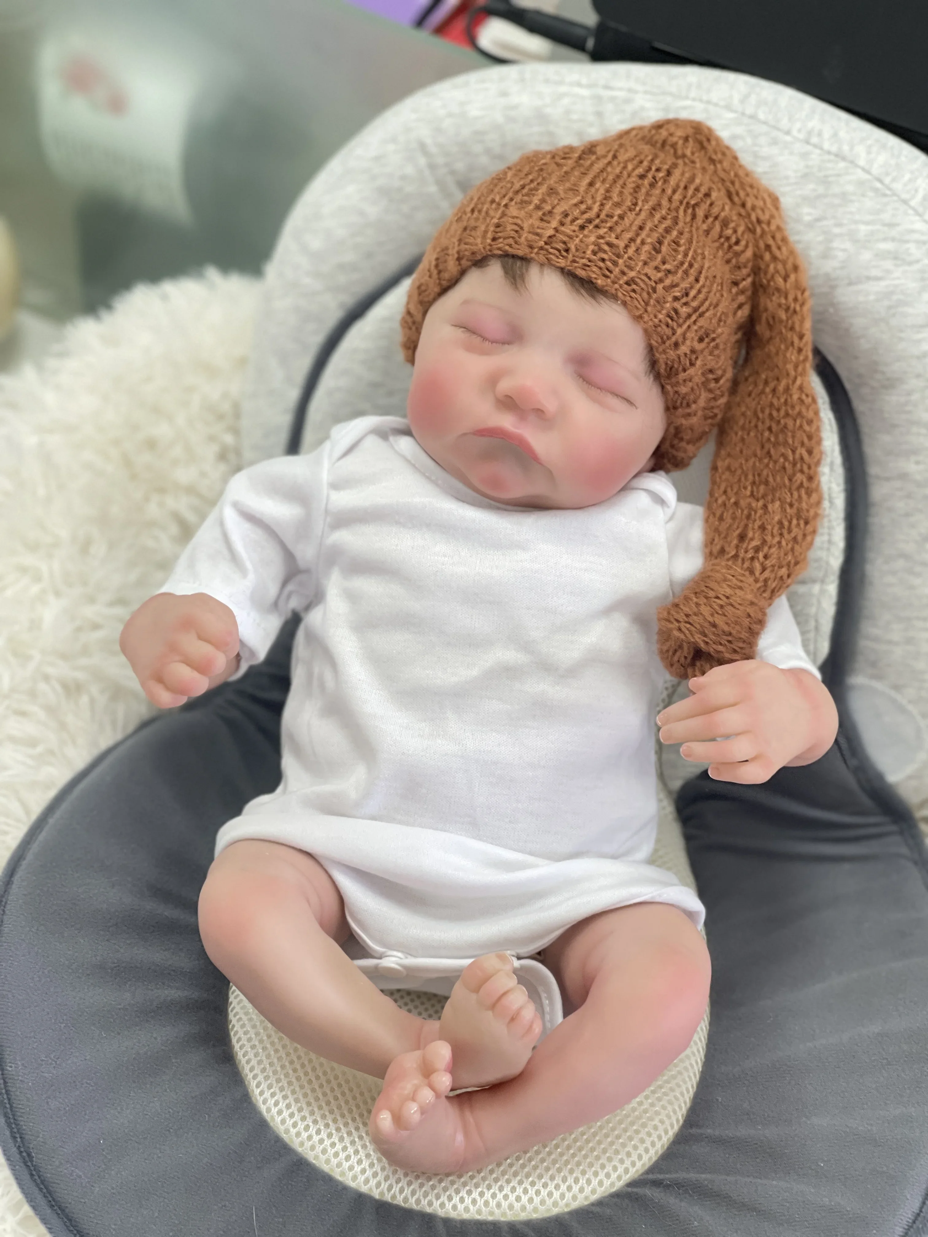 

48CM Levi Newborn Sleeping Reborn Baby Dolls 3D Skin Multiple Layers Painting Visible Veins High Quality Collectible Art Doll