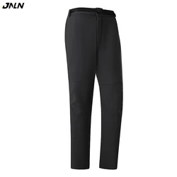 JNLN Fleece Men's Pants Winter Warm Waterproof Windproof Soft Shell Pants Camping Trekking Skiing Mountaineering Rain Trousers