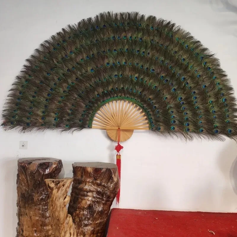 Handmade Peacock Feather Fan Dance Decorative Fan Living Room Decorative Feather