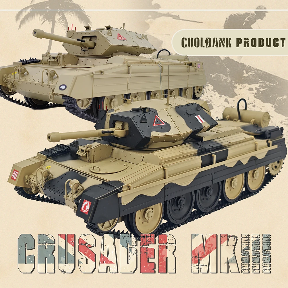 

1:16 RC Tank 2,4 ГГц UK Crusader Mk.III Модель танка с дистанционным управлением Армейские игрушки с дымовым светом и звуком Военный радиоуправляемый автомобиль для мальчиков