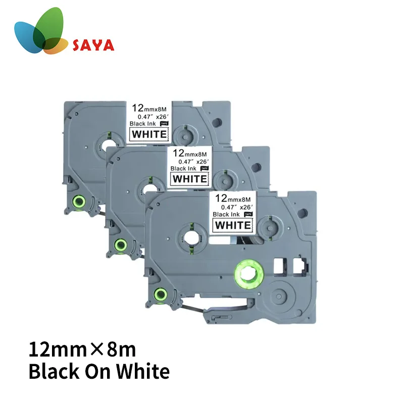 Saya tze231 *3 Pack 12mm TZe-231 Label Tape tze 231 Black on White Compatible for Brother P-touch Label Maker