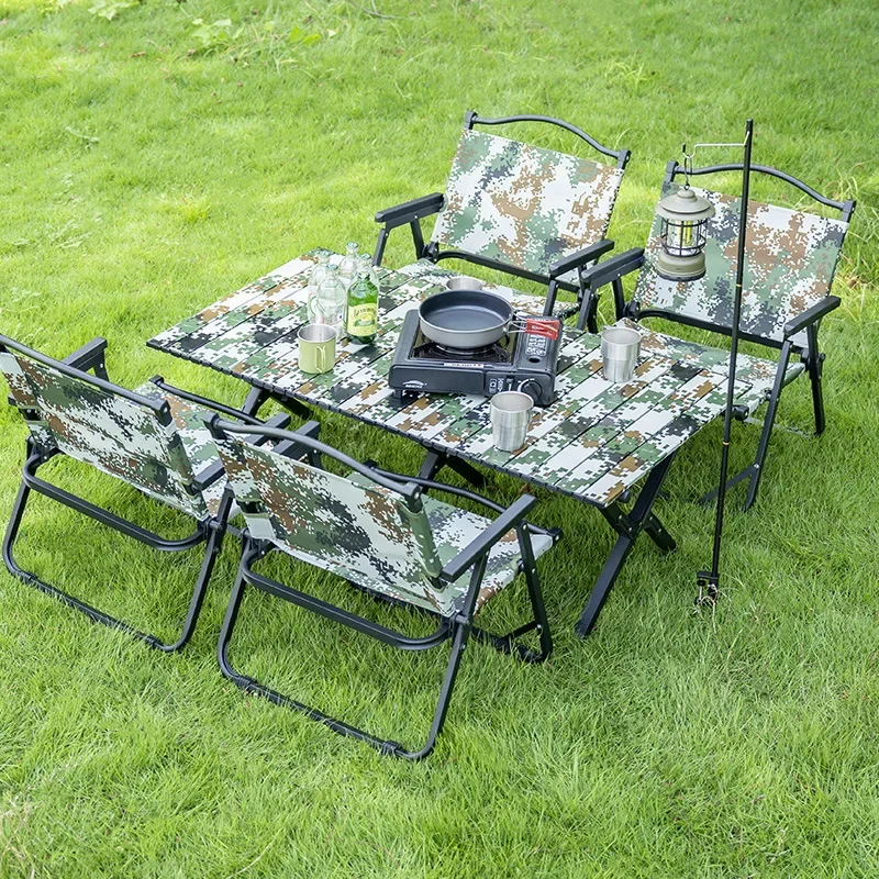 Portable outdoor camping folding camouflage Kermit chair picnic table and chair set