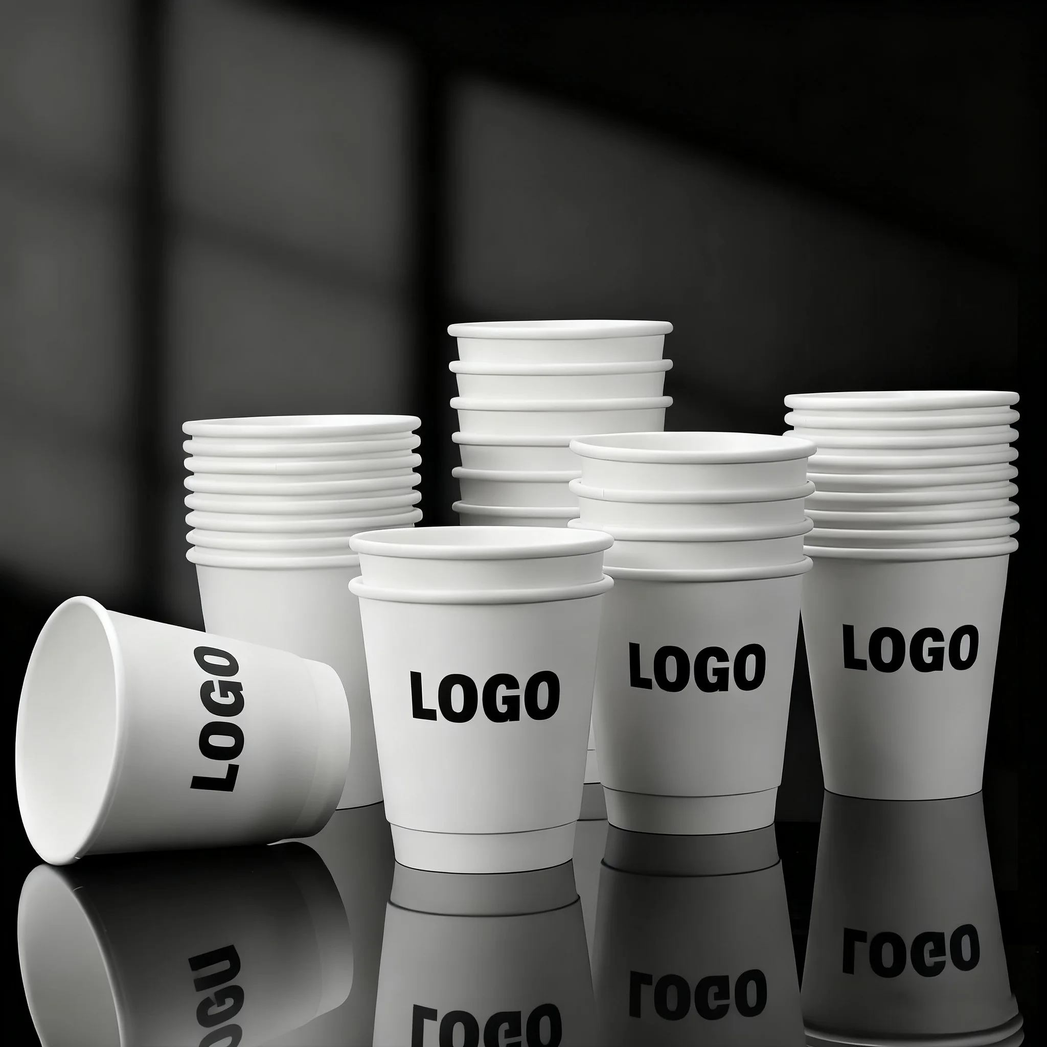 

500 pieces 250ml 280ml 330ml 400ml double-layer coffee cup, For Coffee cup, coffee shop logo customize, company wholesale