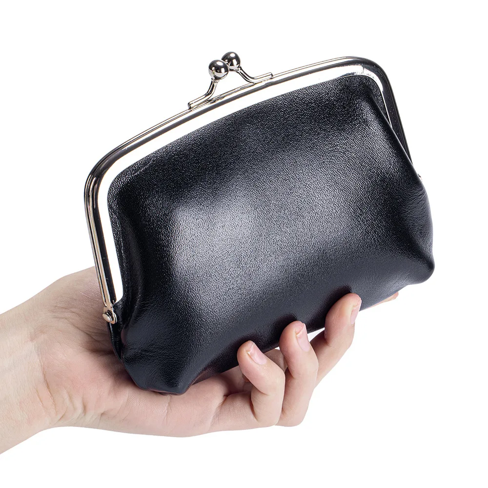 

Cow Leather Change Purse Women Small Wallets Double Layer Change Card Holder Coin Purses Wallet Storage Pouch Fashion Clutch Bag
