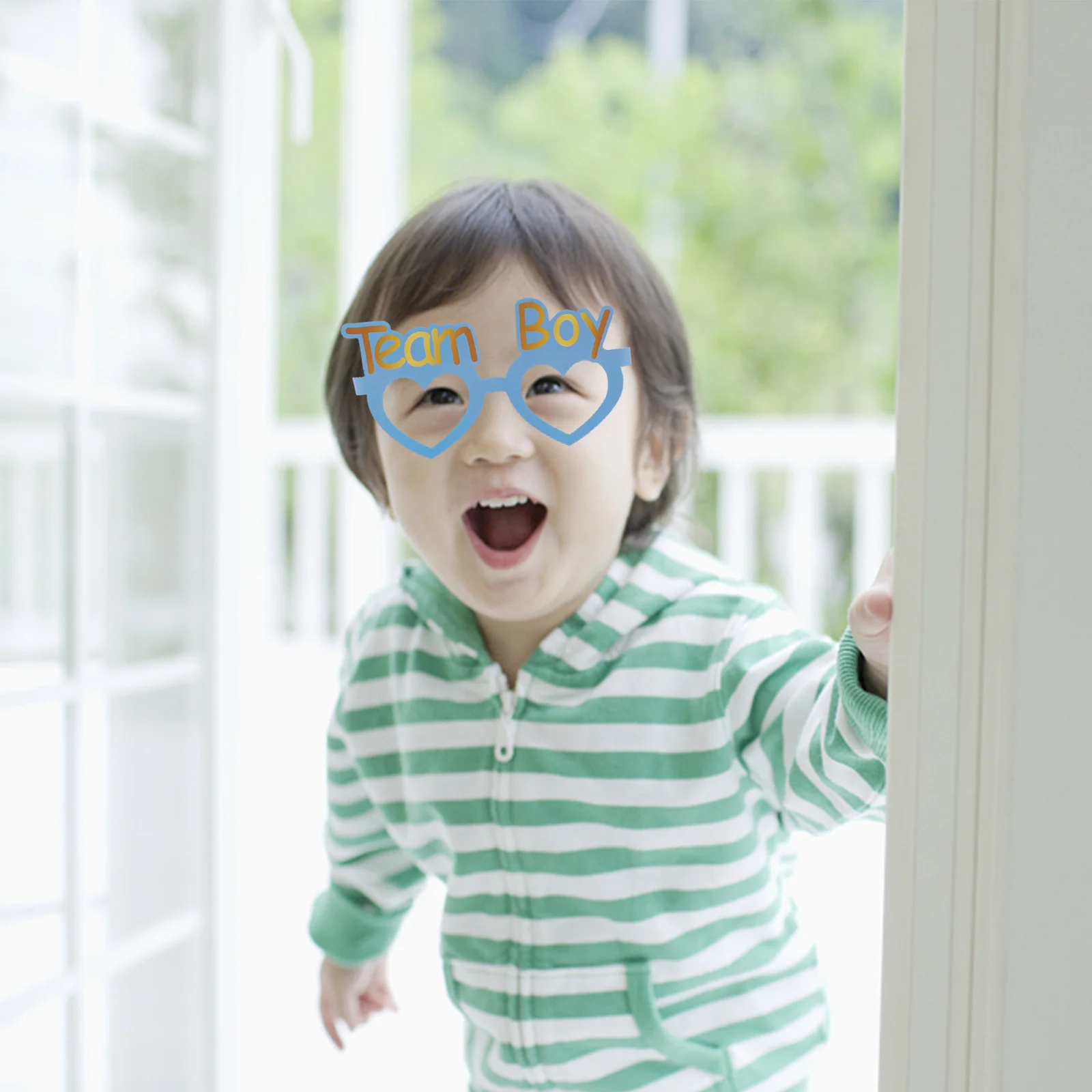 

8Pcs Paper Boy Eyeglass Baby Welcome Party Glasses Blue Lightweight Costume Photo Props Baby Shower Festival