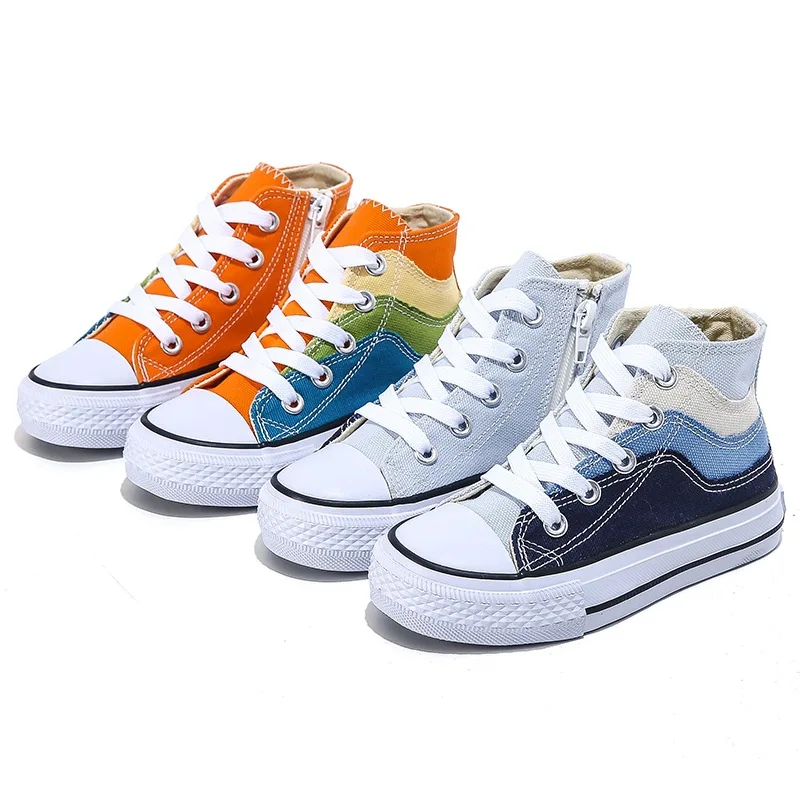 New 2024 Brand Children Shoes Boys Sneakers Girls Sport Shoes Kids High Top Canvas Shoes Toddler Student Flats Fashion Trainers