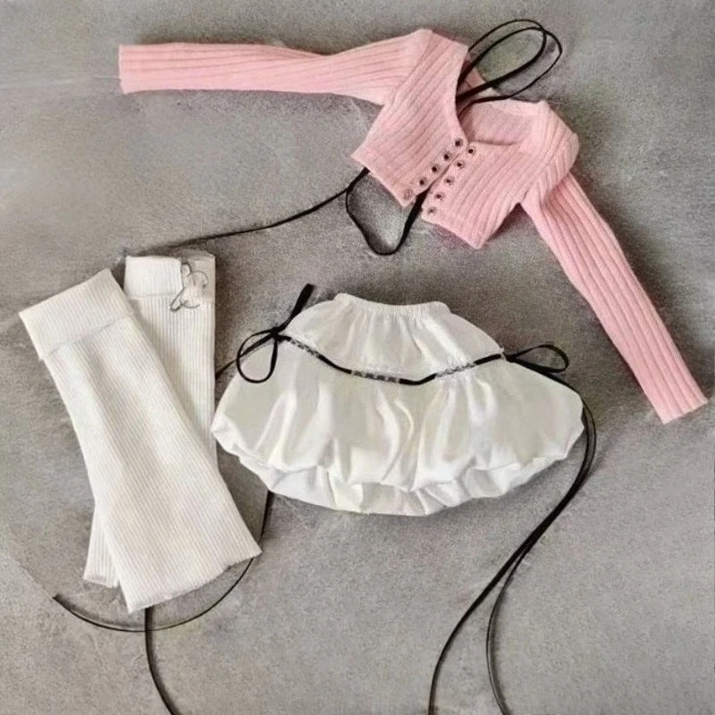 

1/4 Girl Doll's Clothes Outfit with Accessories Sweet Lace-Up Top Puffy Skirt