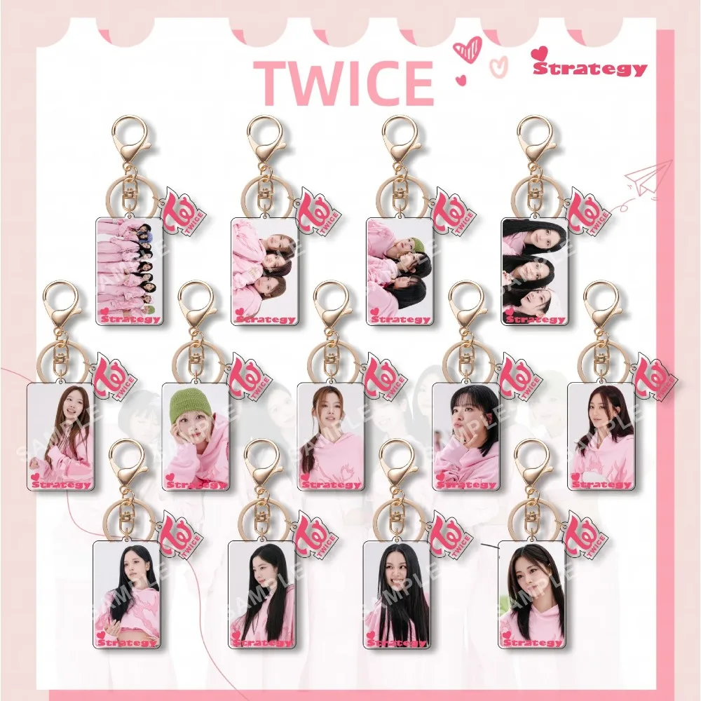 Kpop TWICE Character Photo Acrylic Keychain New Album STRATEGY Series Bag Pendant Nayeon Jeongyeon Momo Sana Jihyo Mina Dahyun