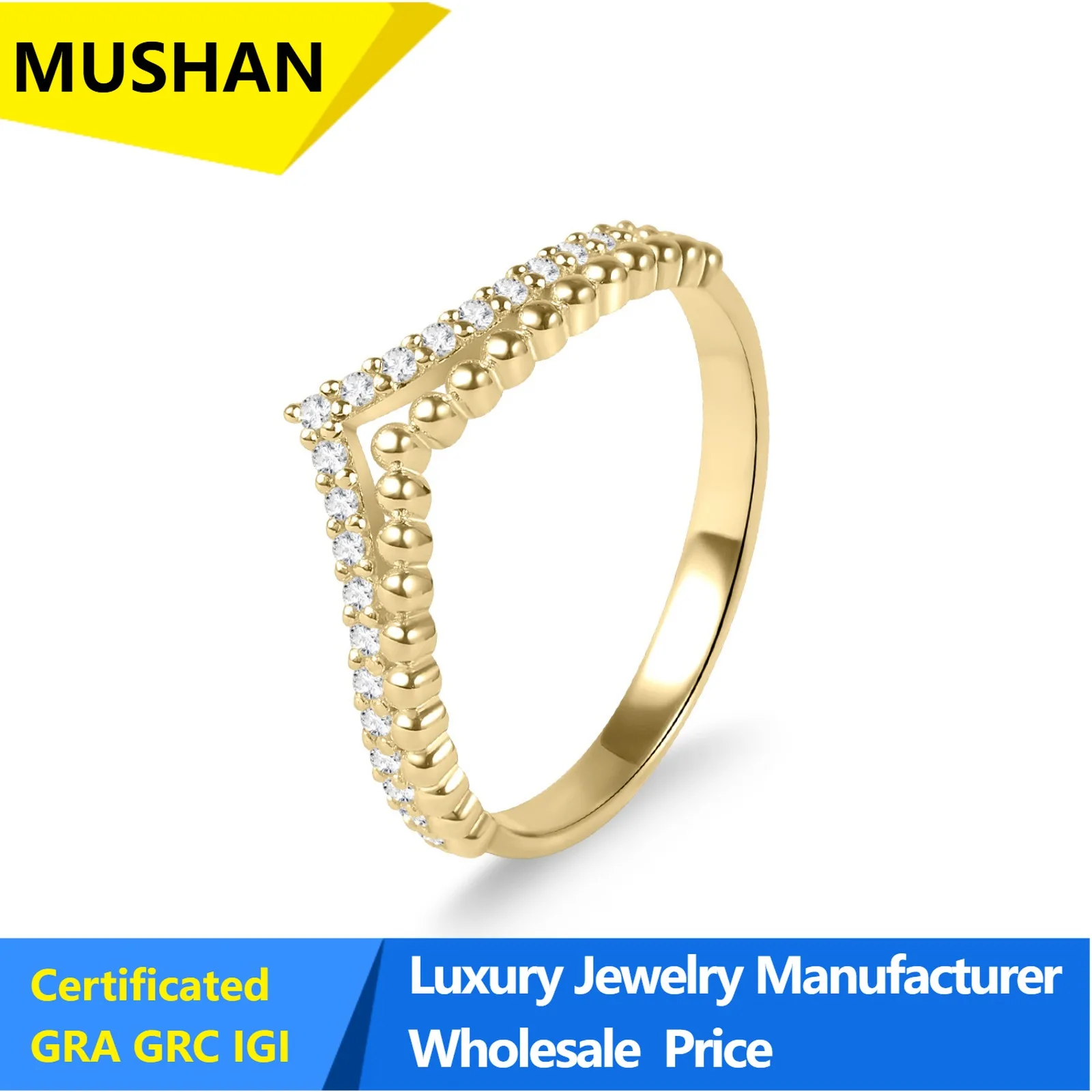 MUSHAN Luxury 925 Sterling Silver Jewelry Double Design Cultivation Diamond Ring Row Ring Temperament Fresh Jewelry Wholesale