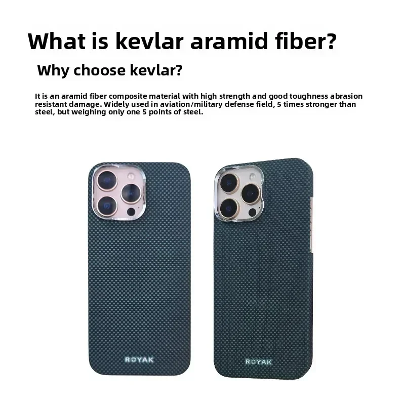 เคสโทรศัพท์มือถือสำหรับ Apple 14-16 ทำจากใยเคฟลาร์อะรามิด เรียบง่ายและทันสมัย รุ่น R-ROYAK S-Songqing เหมาะสำหรับ