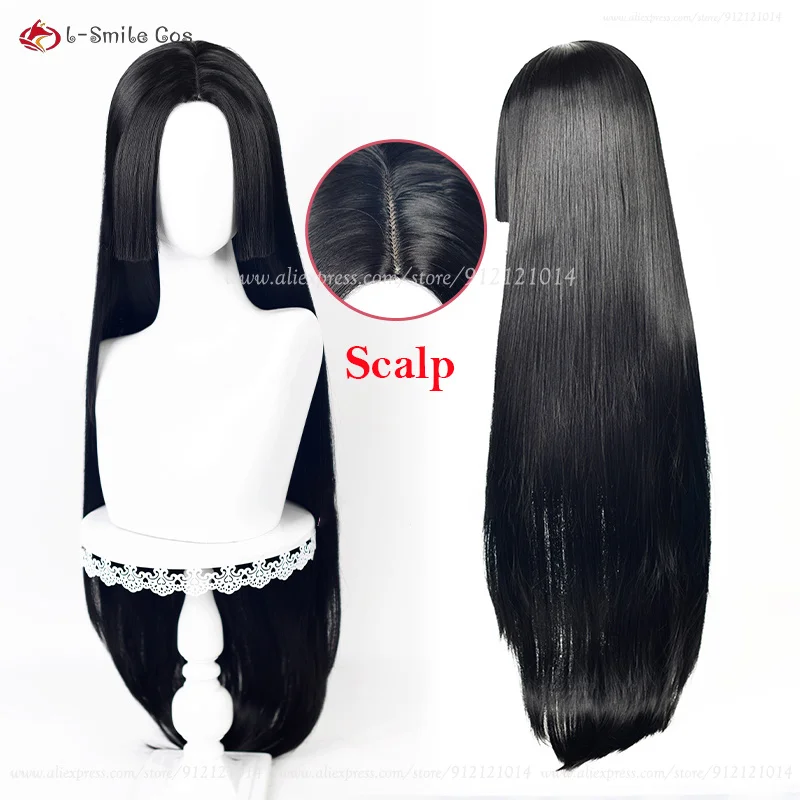 2 Styles Anime Boa Hancock Cosplay Wig 100cm Long Black Wigs Heat Resistant Synthetic Hair Halloween Women Wig + Wig Cap