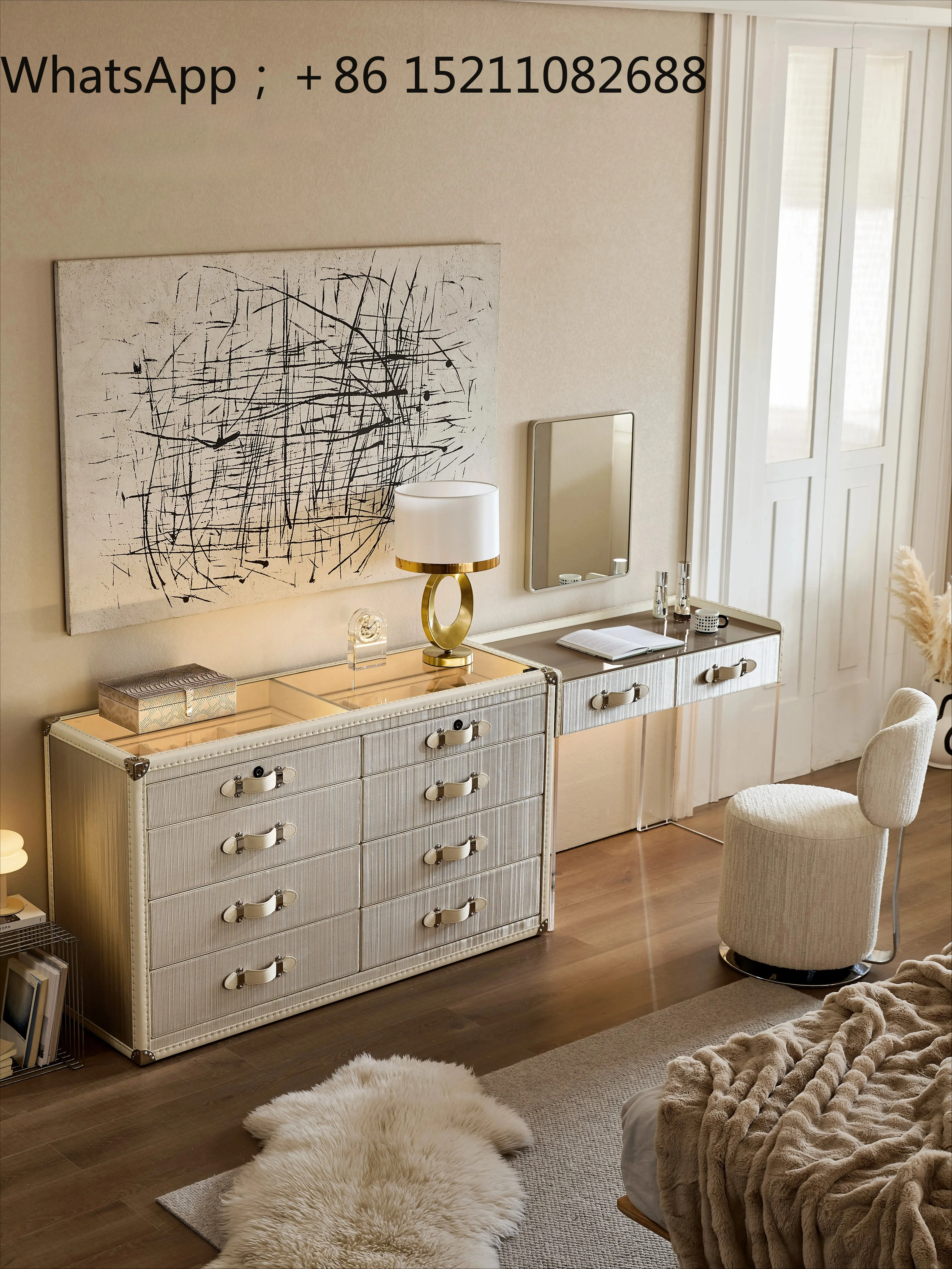 LLY new light luxury eight-bucket cabinet dresser integrated table master bedroom bedside jewelry cabinet modern