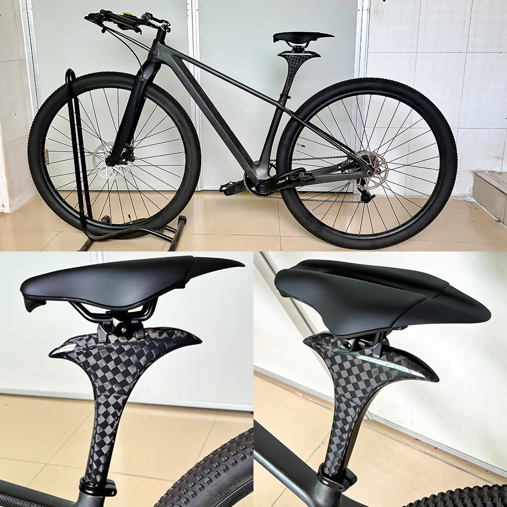 BALUGOEU Carbon MTB Mountainbike Rennrad Sattelstütze für Rennradfahren, Fixed Gear, Windbrems-Sattelrohr 12K glänzend – Detail 2