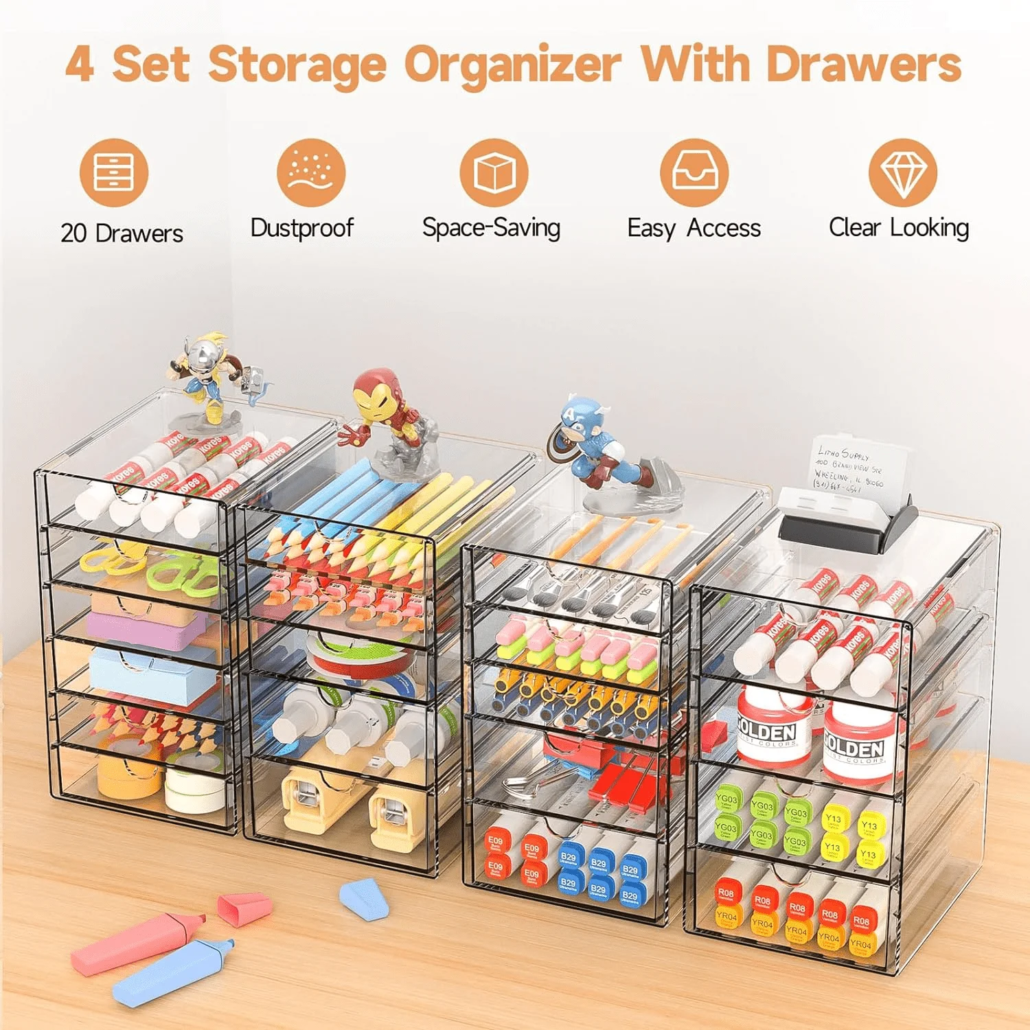16-Drawer Acrylic Makeup Organ - đánh giá và giá Office Drawer Organizer
