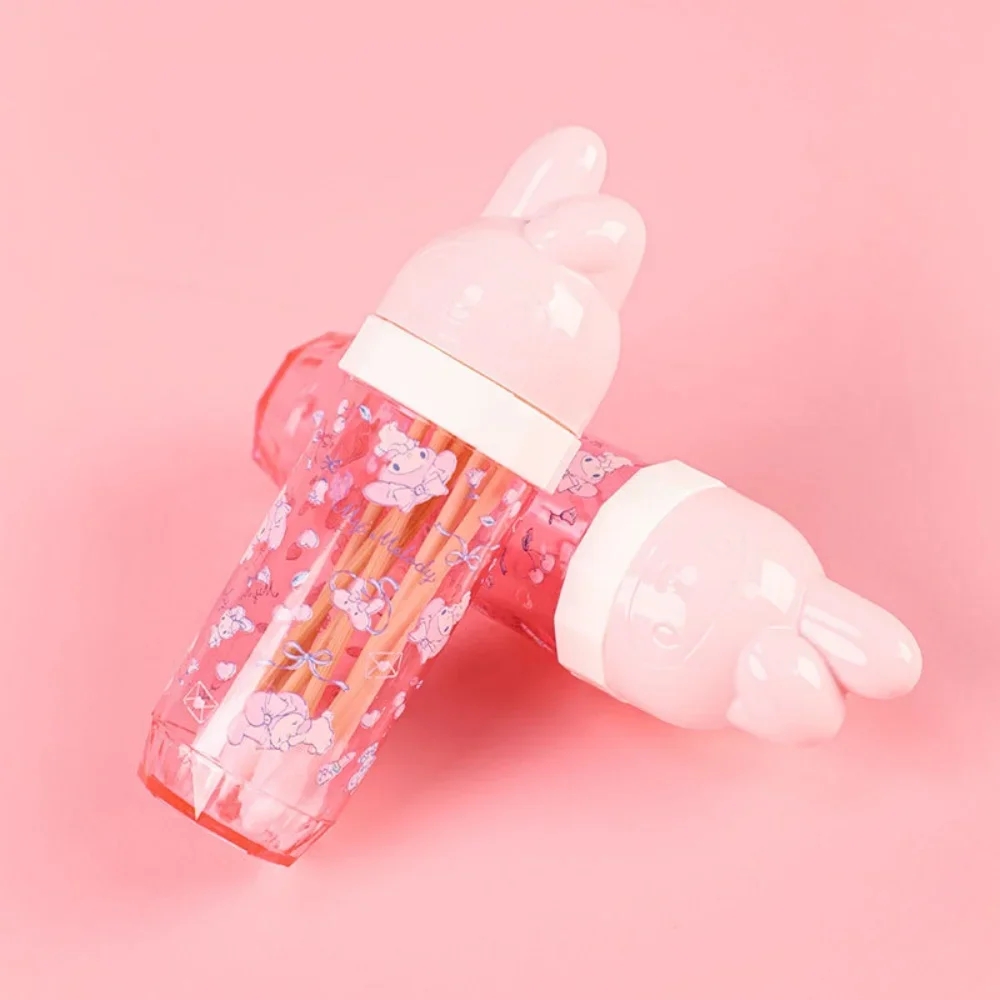 Kawaii 헬로 키티 Sanrio 보관 상자 애니메이션 마이 멜로디 이쑤시개 화장품 면봉 보관 상자 휴대용 여행 미니 컨테이너 선물