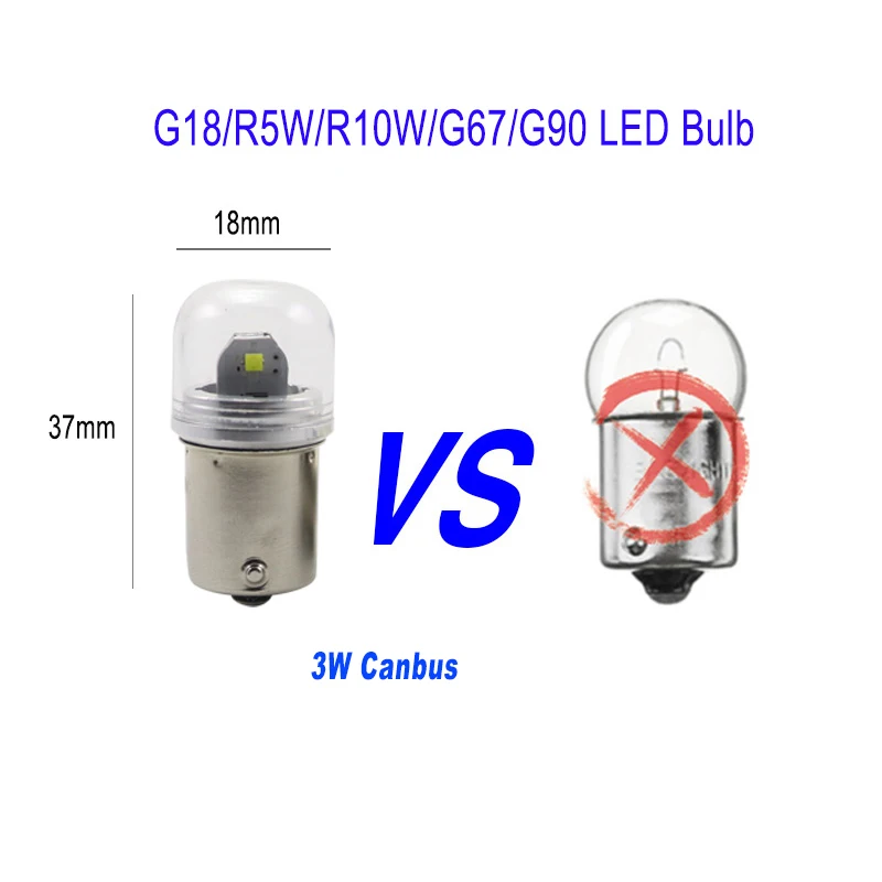 

New P21w Led Car-styling Ba15s G18 R5W 3W Canbus Led Bulb Auto Source Rear Lamp Dc12v 3W BA15D Signal Lights pack of 2