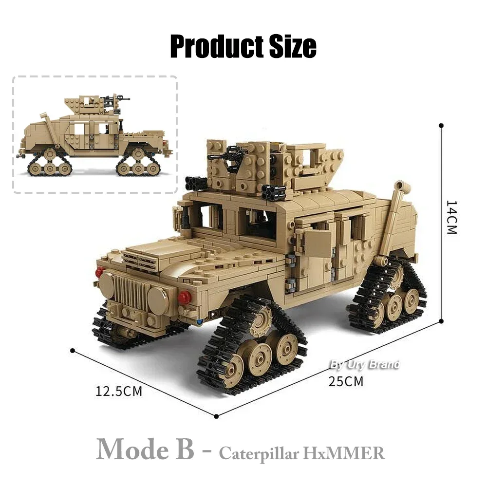 2in1 WW2 Military M1A2 Abrams MBT Tank Model Army Cannon Chariot Set Soldier Figures DIY Building Blocks Toys for Boys Kids Gift