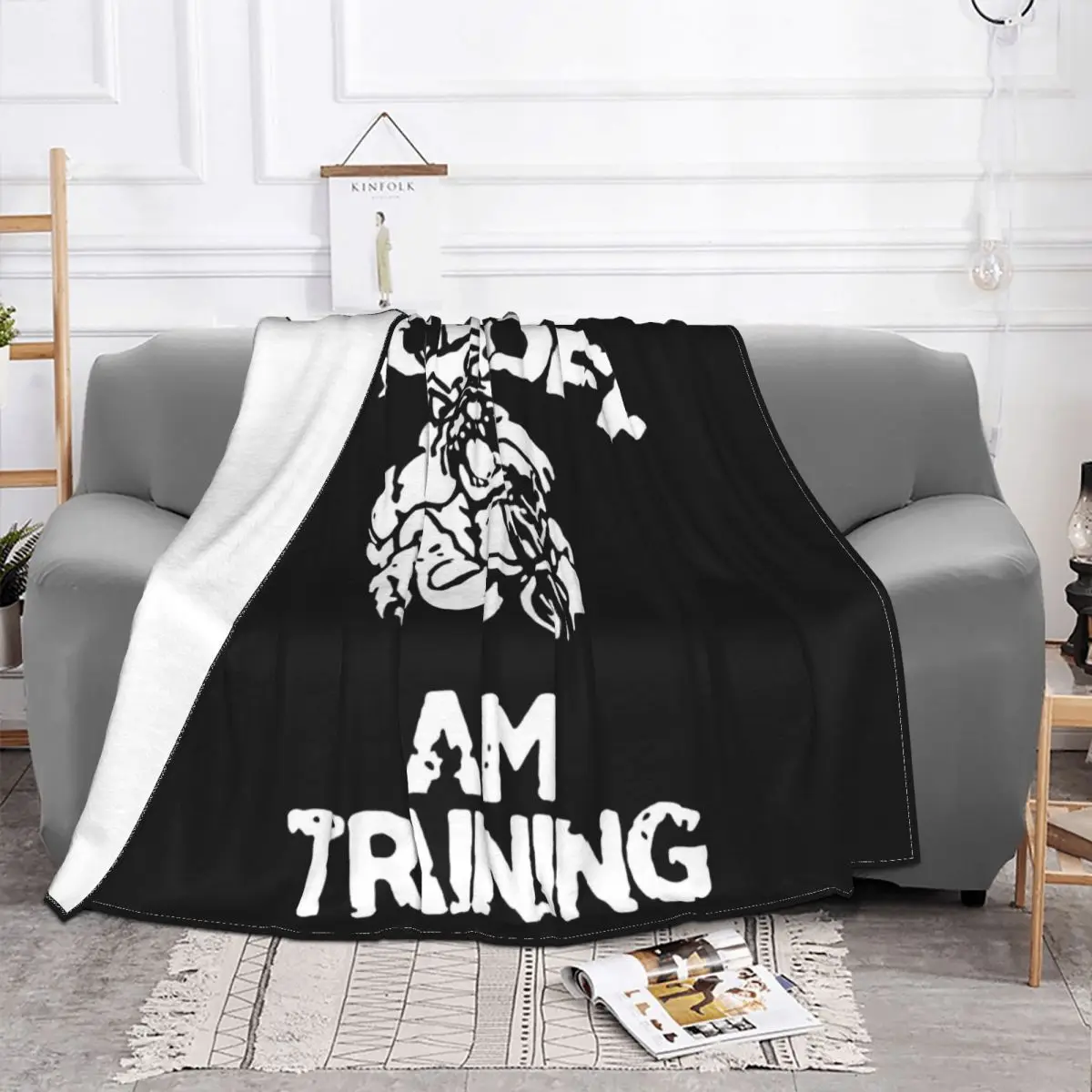 Back Off I Am Training Bodybuilding Gym Wear Men Funny S Joke Gift Boy Brand Dj Throw Blanket