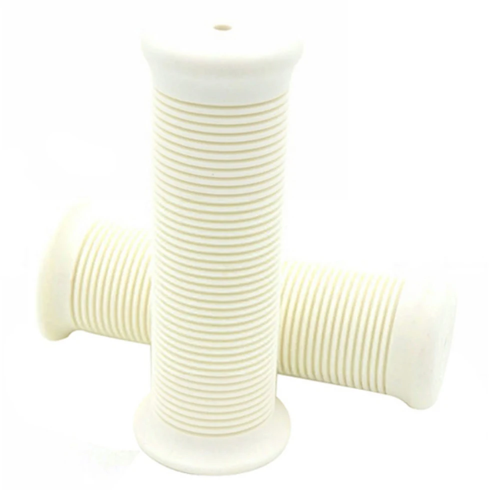 

White Motorcycle Grips Handlebar Bike Threaded Cycling Classic Design Universal