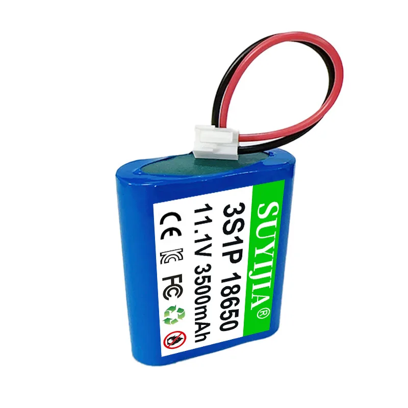11.1V 18650 Lithium Ion Battery Pack 3S1P 12V 3500mAh Rechargeable Battery for Mite Remover CCTV Camera Audio Access Control