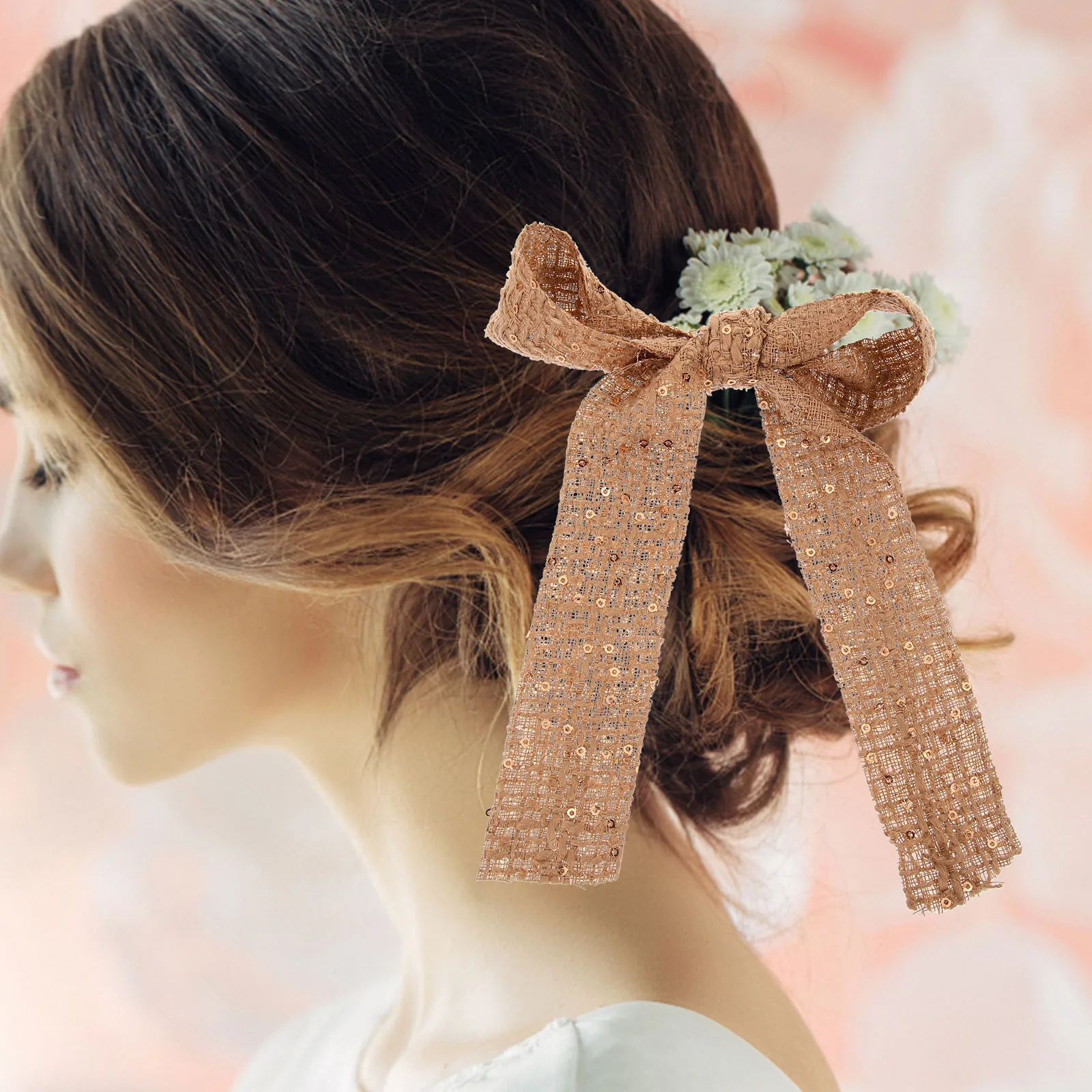 

Sequins Ribbon DIY Bow Hair Accessories 002 Khaki 3.8CM Craft Ribbon for Sewing Decoration Gift Wrapping Party Supplies Cloth