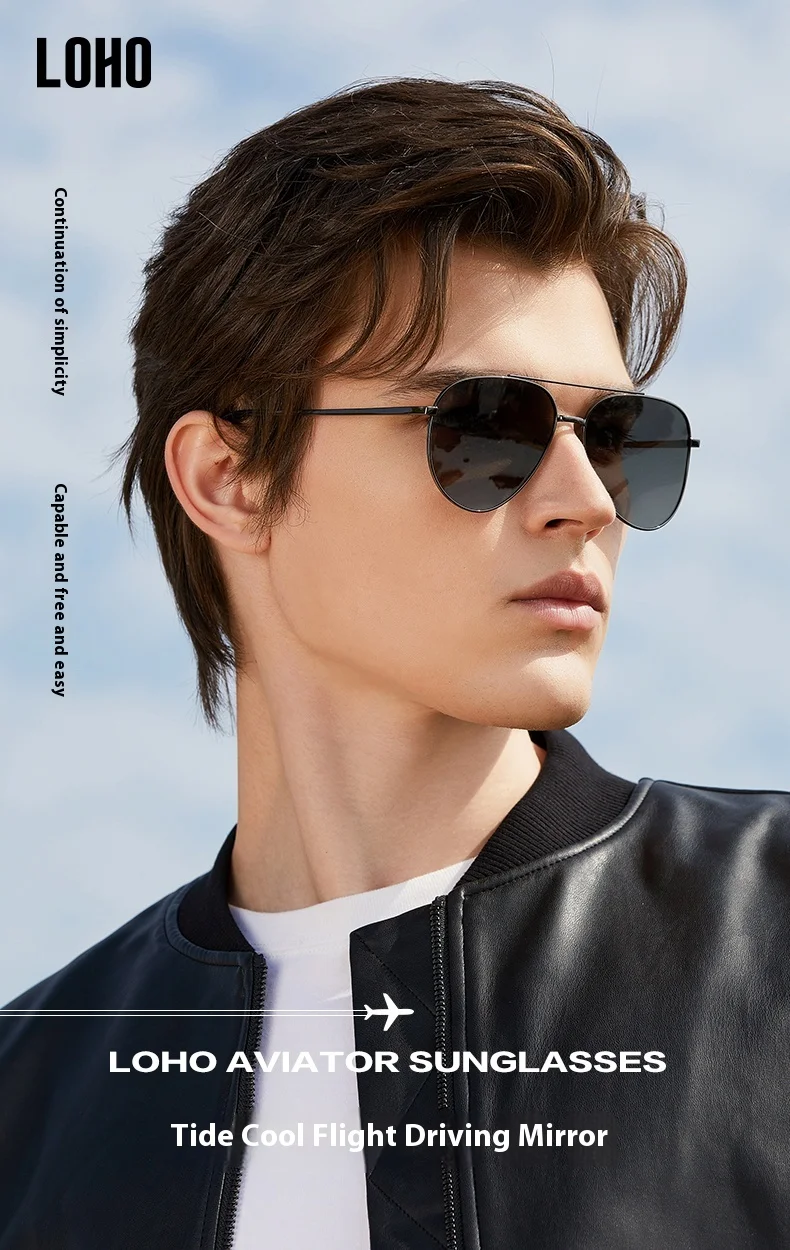 

LOHO Polarized Aviator Sunglasses Glass Lens for Men Women Fishing Driving Trendy Wrap Frame UV Protection