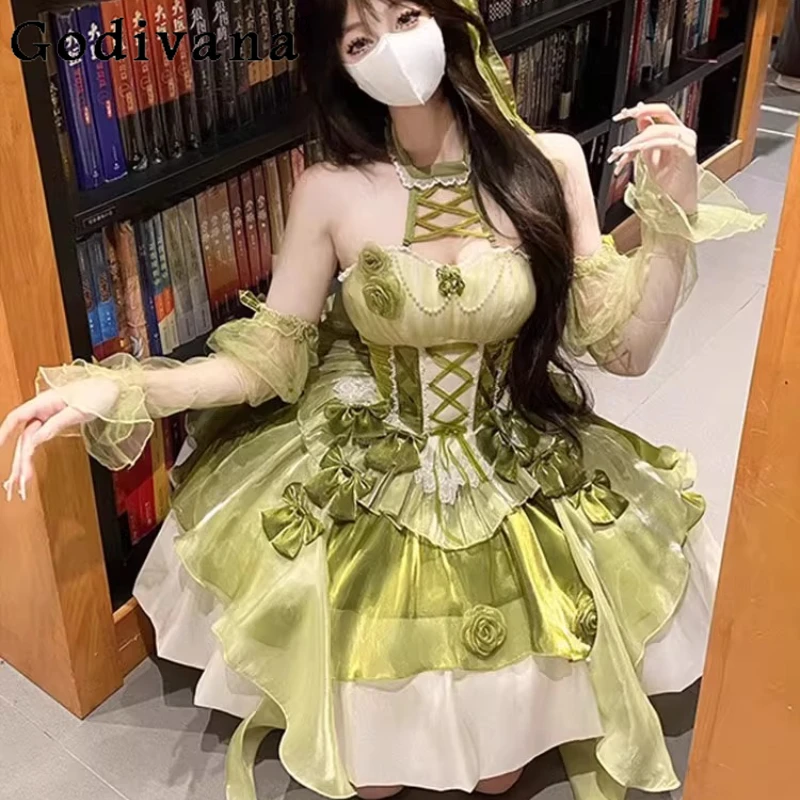 

Lolita Pure Desire Style Halter Dress for Women Lolita Runaway Princess Style Strap Dress Female Japanese Style Sweet Dress