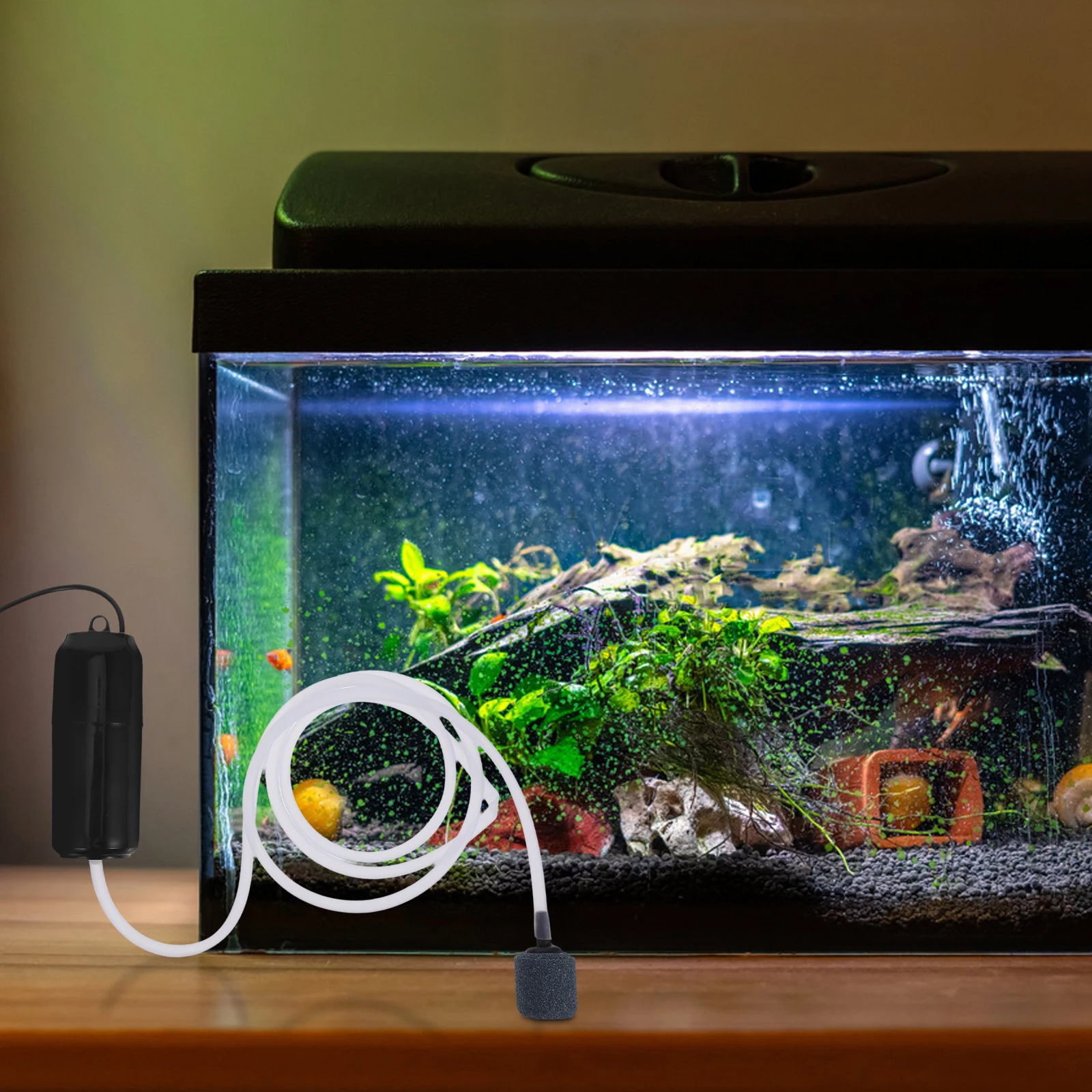 

1 set Mini Oxygen 0.1L Air Bubbler for Aquarium Fish Tank USB Silent Aerator Black Color Portable Pet Fish Tank Bubbler Supplies