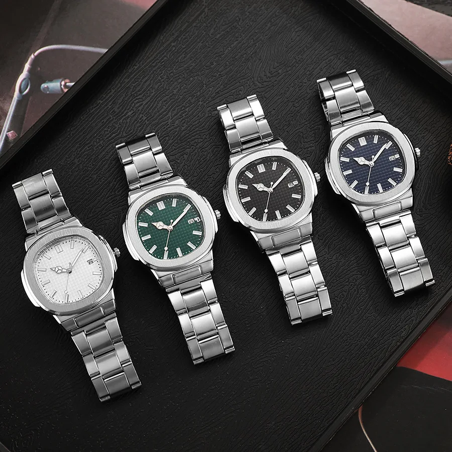 New Fashion Men's Quartz Watch Simple Square Dial Stainless Steel Men's Watch Male relógios masculino reloj hombre