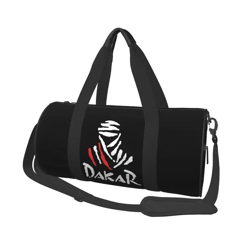 Motorcycle Dakar Rally Print Travel Duffel Bag with Shoes Compartment for Men Women Foldable Lightweight Yoga Gym Sports Bags