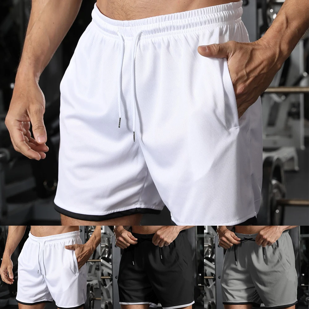 Para homens shorts praia musculação respirável fitness ginásio jogger dos homens correndo calças curtas shorts esportes