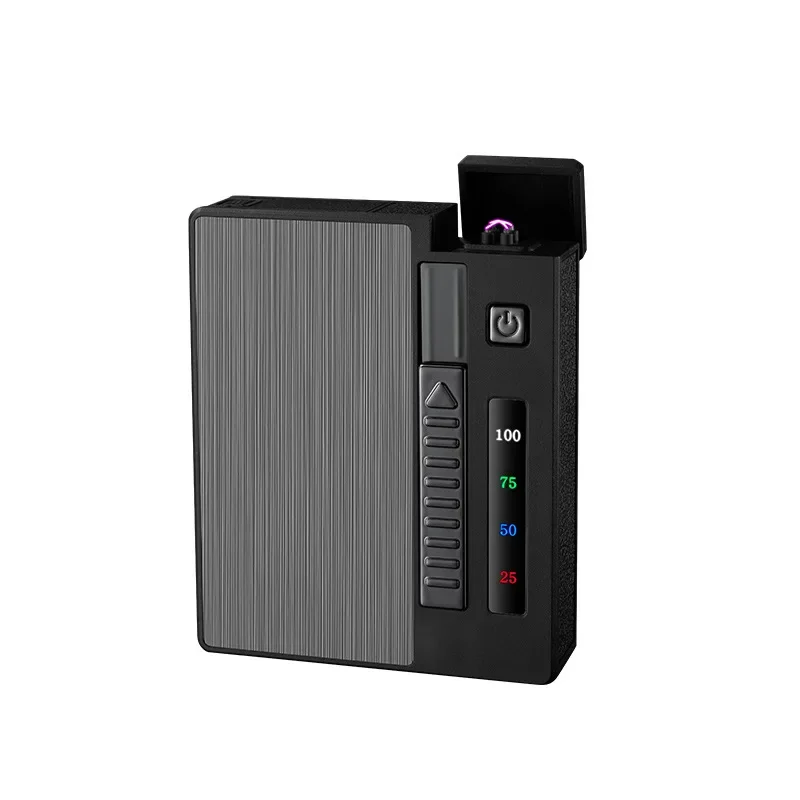 Double Arc Metal Cigarette Case Rechargeable Windproof Lighter Packs Full Pack of Cigarettes 20 PCS 10PCS Mens Gift