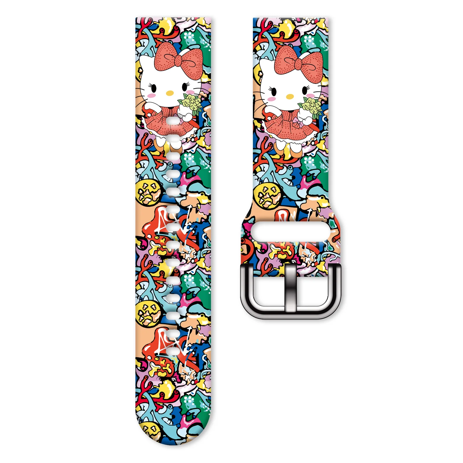 

MINISO 20mm Color KT Cat printed watch strap for Samsung Galaxy Watch 7 6 5 Band Replaceable Bracelet for Xiaomi Huawei Watch