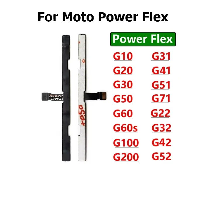 10 Uds. Cable flexible de botón de volumen y encendido para Motorola Moto G10 G20 G30 G100 G200 G50 G60 G31 G51 G71 G22 G32 G52 G62 5G