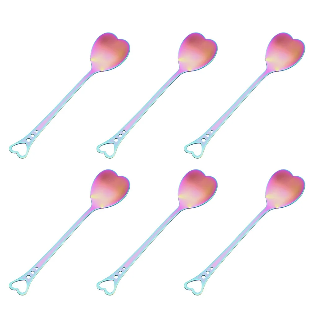 

6Pcs Heart Tea Spoon Stainless Steel Stirring Spoon for Cold Drinks Desserts Bakery Elegant Tableware Solution