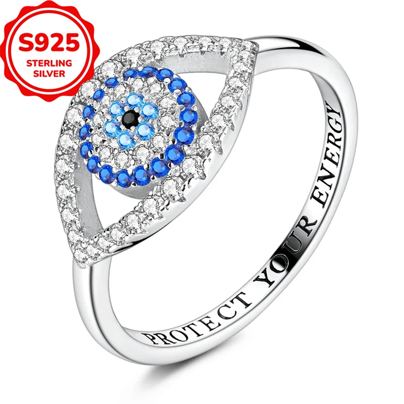 925 Silver European and American Fashion Primitive Magic Eye Star Ring Suitable for Women's Jewelry