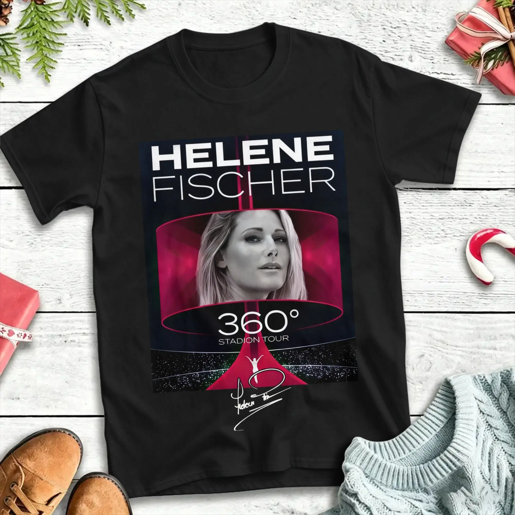 Crazy Helene Fischer 360° Stadium Tour T-Shirt Men Crew Neck Cotton T Shirts  Short Sleeve Tees Printed Clothing