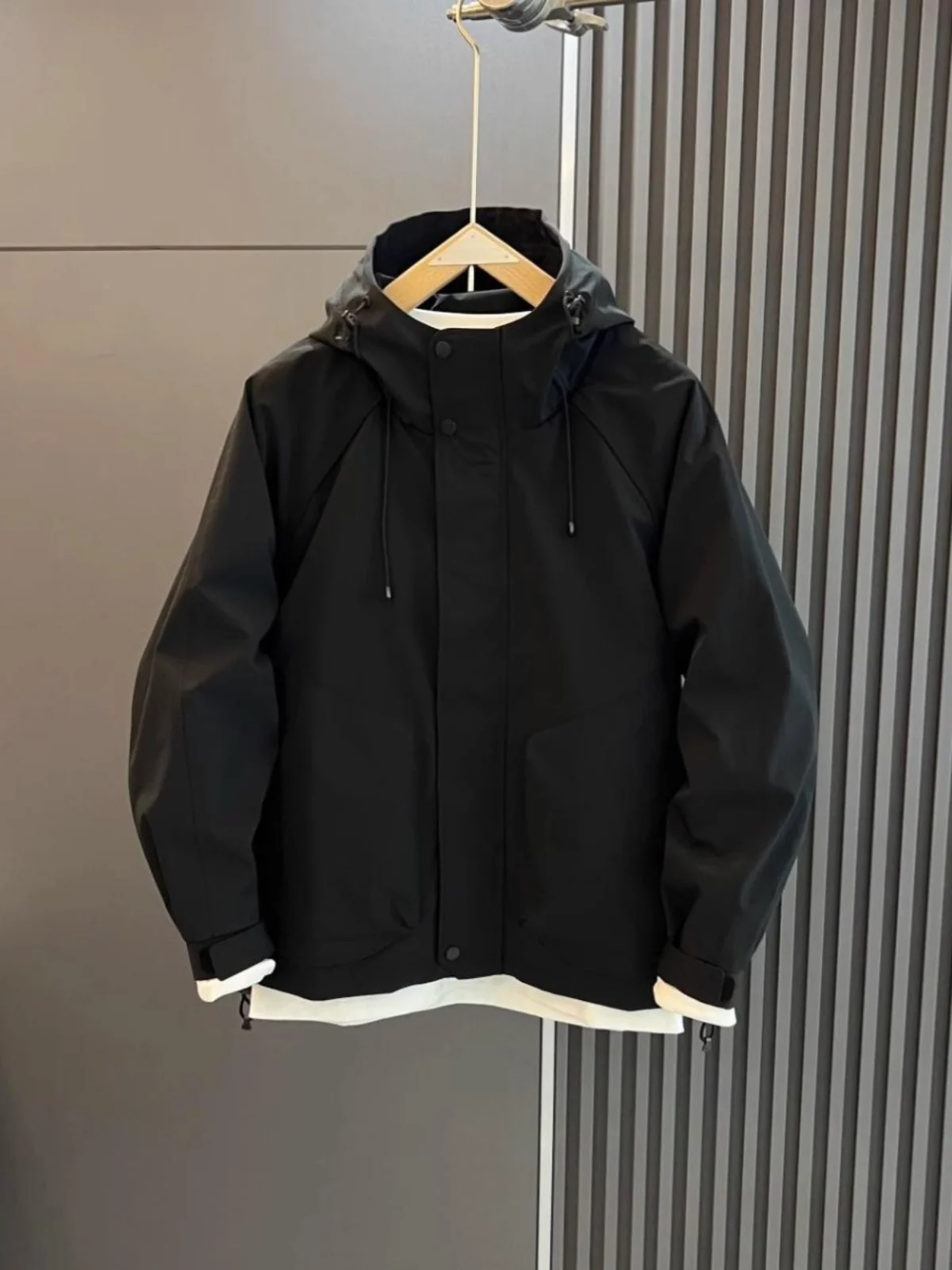 

Весенне-осенняя куртка с капюшоном, повседневная спортивная одежда на открытом воздухе, ветрозащитное волокно из полиэстера, застежка-молния, длинная подставка-све