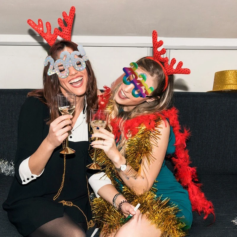 2026 عيد الميلاد سنة جديدة سعيدة نظارات النظارات الشمسية تأثيري الدعامة عيد الميلاد الطرف الديكور مضحك نظارات اكسسوارات الحفلات #2