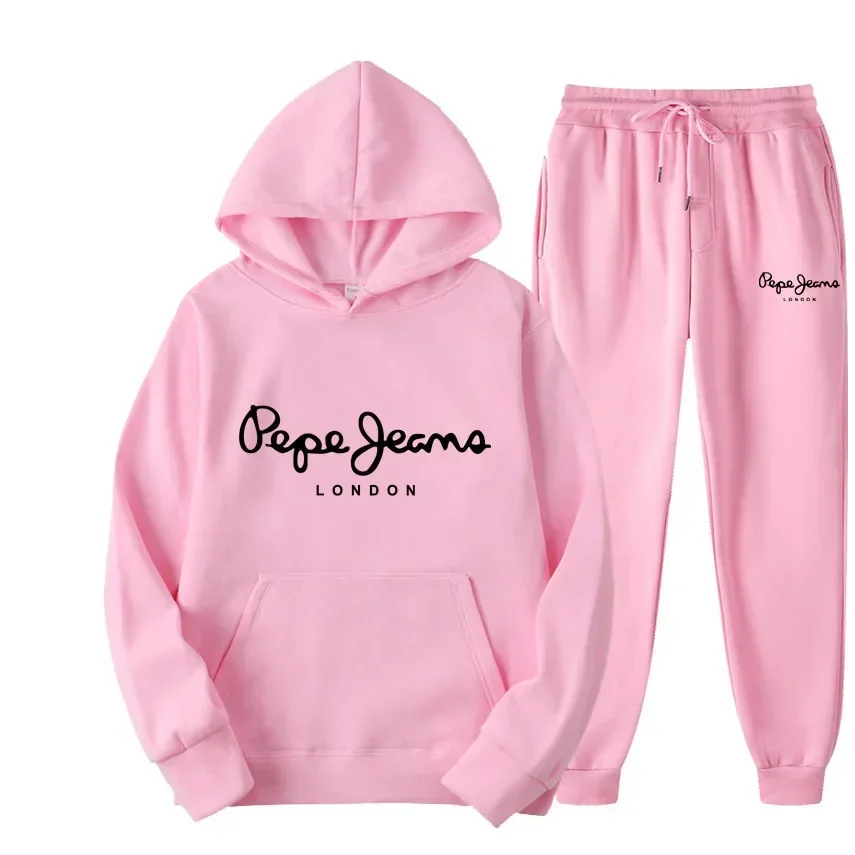 

Men Women 2-Piece Street Hooded Sweatshirt Sets Casual Fashionable Printed Long Pants Style Tracksuit Hip Hop Jogging Sportswear