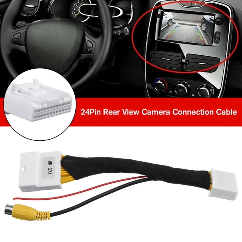 Car 24Pin Video Input Switch Reverse Parking Camera Rca Adapter Cable for Renault Stepway Vivaro Dacia Sandero Clio 4