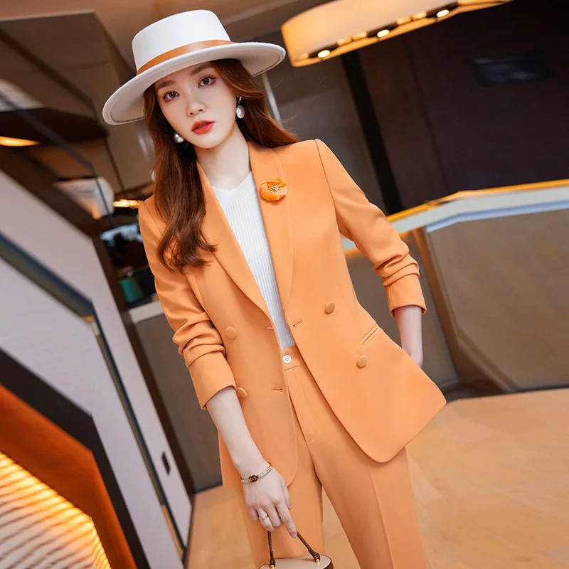 Orange Fried Street Suit Jacket2024Early Autumn High-End Business Suit Fashion Temperament Goddess Style Western Style Small Sui