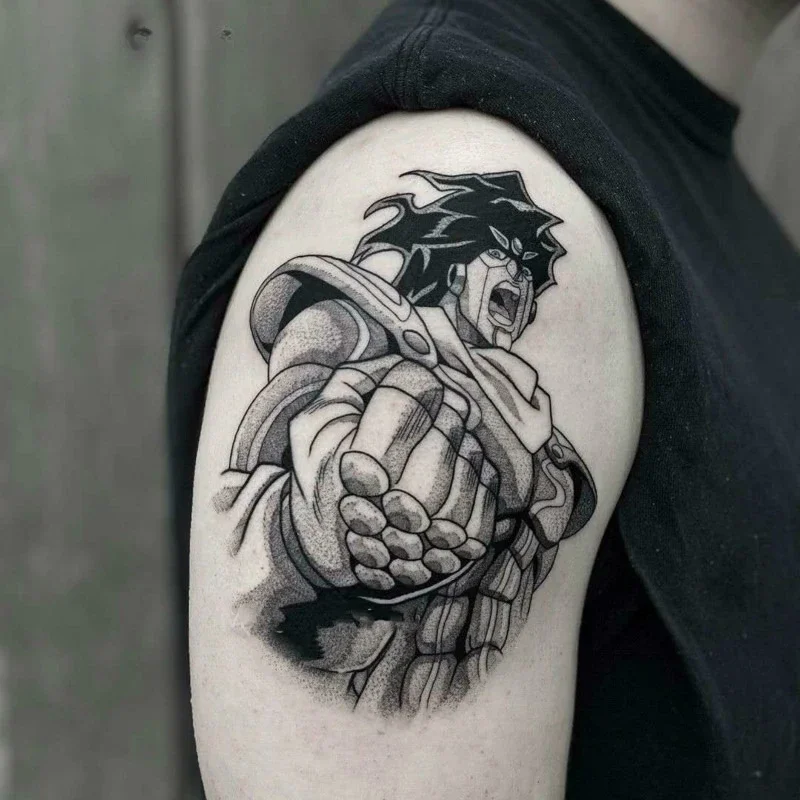 

Временные татуировки JoJo's Bizarre Adventure, аниме, черные, с изображением Звезды Платинума, водостойкие, для женщин и мужчин